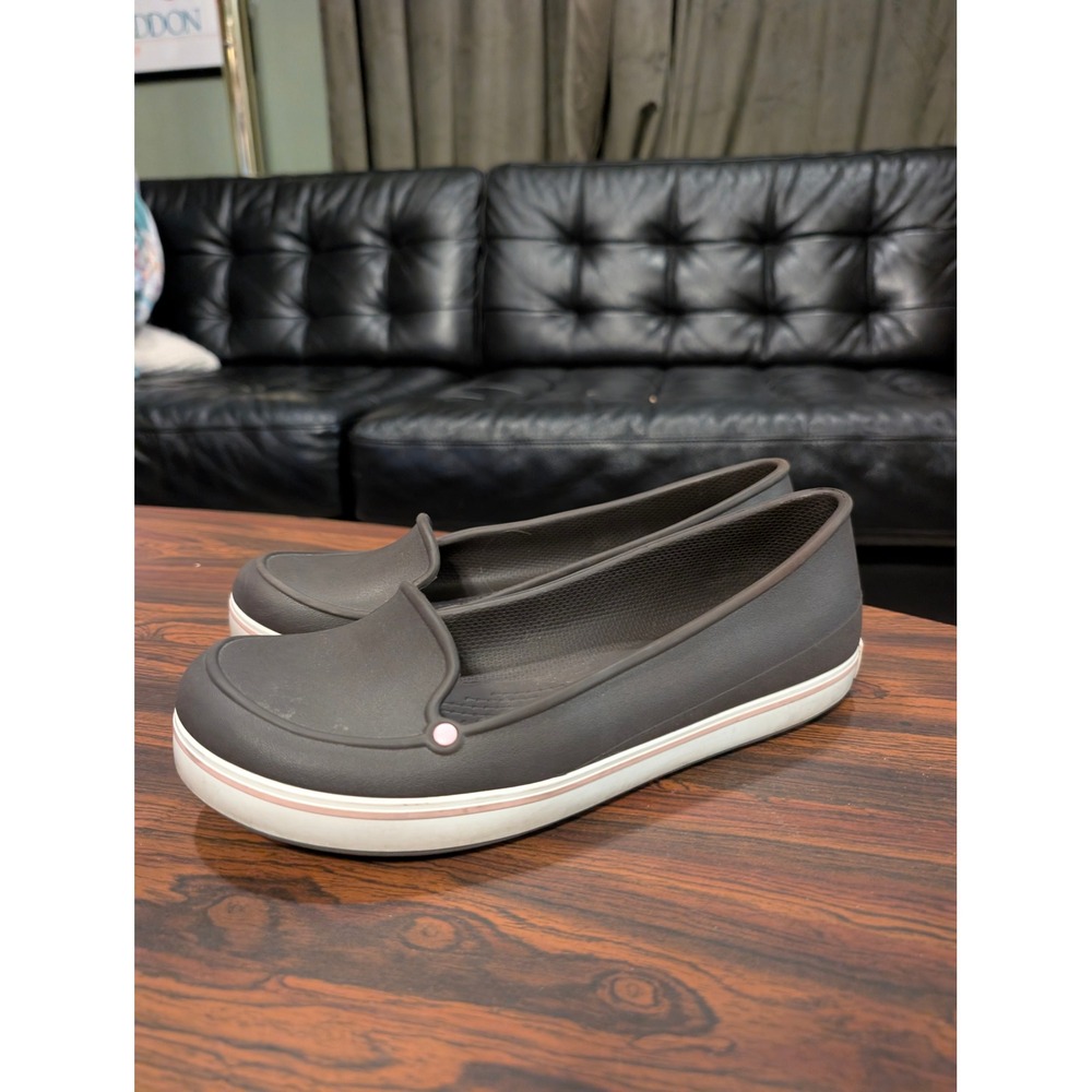 Crocs CitiLane Flat Loafers Womens 10 Espresso Brown Pink Slip On Shoes 202940